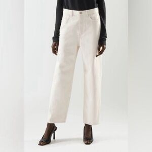 COS Ecru Off White Wide Leg High Rise Ankle Jeans 25 Minimalist Cotton Denim